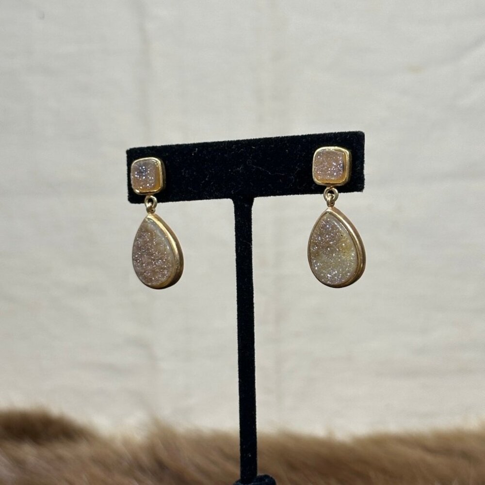 Marcia Moran Gold-Filled Druzy Teardrop Earrings - Picture 2 of 3